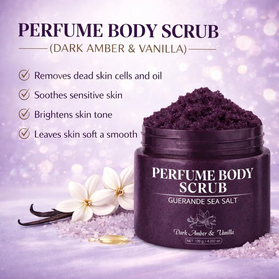 120克海盐香氛磨砂膏，令肌肤光滑柔嫩，琥珀香草香氛，温和去除角质，美白柔滑身体每一寸肌肤。 - 淡紫色 - 查看 1