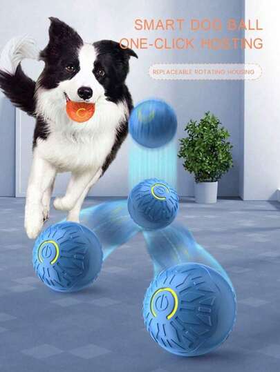 1 Pieza Pelota interactiva inteligente para mascotas con gravedad - Limpieza de dientes, resistente al agua, entrenamiento y juego, suministros eléctricos para mascotas, juguetes para gatos/perros, aburrir, pelota de arrastre para mascotas en naranja brillante y azul - Adecuado para razas de perros pequeñas, medianas y grandes, juguete antimordeduras para molares de mascotas para entrenamiento de mordeduras