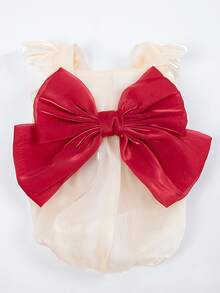 1件 LANGXINGCS 宠物连衣裙，红色蝴蝶结狗狗裙，可爱优雅薄纱猫咪连衣裙，宠物公主裙，适合中小型猫狗