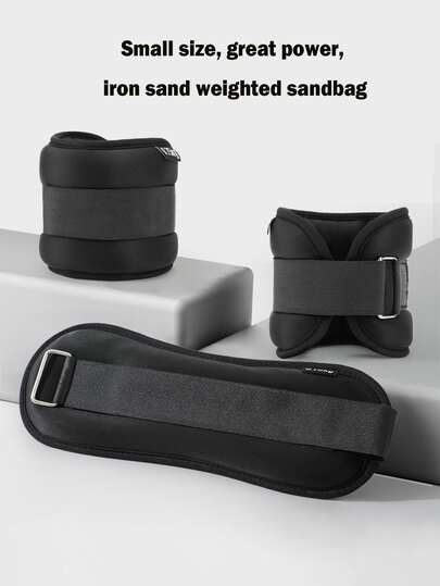 1 Set Adjustable Weight Wrist & Ankle Straps, Suitable For Strength Training, Gymnastics And Aerobic Exercises, Durable Oxford Fabric, Black