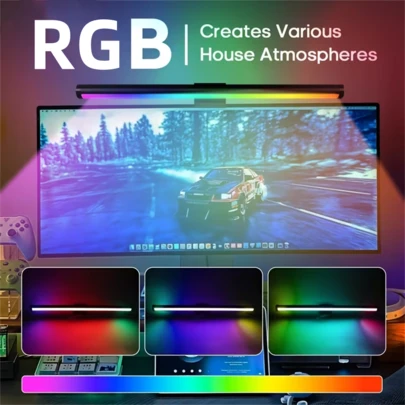 1pc LED Display Light Strip, Screen Mount Desk Lamp, Adjustable Brightness, Reading Lamp, USB Powered, Computer Office Eye Protection Lamp, Suitable For Gaming And Home Office Setup, Cool White, Warm White, Neutral White, Desktop Game Accent Lighting