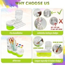 Paint Brush Cleaner Tool, Washing My Brush, Water Cycle Watercolor Brushes Rinser With Holder And Palette, Laboratory Tube Cleaning Brush, Three Paintbrushes,Equipped With Cleaning Cloth, Brushes Rinser Dispenser, Painting Art Supplies Stuff For Artist Beginner - 藍色 - 查看 2