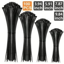 100pcs Black & White Self-Locking High Strength Nylon Cable Ties, 40lbs Tensile Strength, Durable, Suitable For Cable Management, Home Organization, Logistics Packaging, Electrical Engineering, Construction Projects, Wholesale Supply - Multicolor - View 3