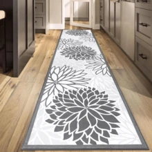 Pauwer Hallway Runner Rug Washable Rugs Runner Non Slip Carpet Runner Boho Farmhouse Vintage Throw Area Rugs Floor For Kitchen Laundry Room Entryway Bedroom Bathroom Christmas Hallway Runner Rug - 花灰色 - 查看 6
