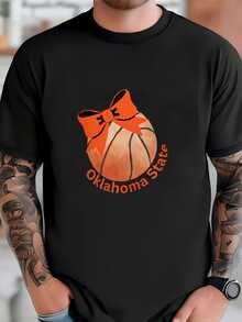 Mens Basketball Bow Oklahoma State Youth Short Sve Tshirt; Oklahoma State Basketball Kids Shirt; Osu Cowboys Basketball Shirt T-Shirt - màu đen - Xem 2