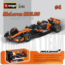 Burago 1:43 MCL39 #4 F1 赛车合金压铸模型，静态微缩车收藏，2025 仿真玩具车，男士收藏礼物 - 1:43麥克拉倫MCL39 2025[4號 諾里斯]常規盒 - 查看 6
