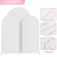 3 Pack Arch Backdrop Cover (7.2FT/6.6FT/6FT), White Wedding Arch Cover, Spandex Balloon Arch Cover, Round Top Chiara Backdrop Arch Cover For Wedding Ceremony, BabyShowe - 白色背景布 - 查看 8