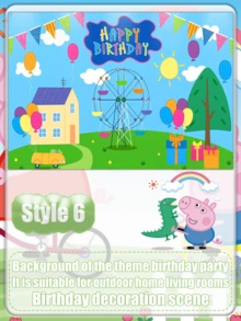 Pano de Bottom de Aniversário com Tema Cartoon Peppa Pig, Decoração de Bottom de Festa com Tema Cartoon - Multicolorido - Visão 10
