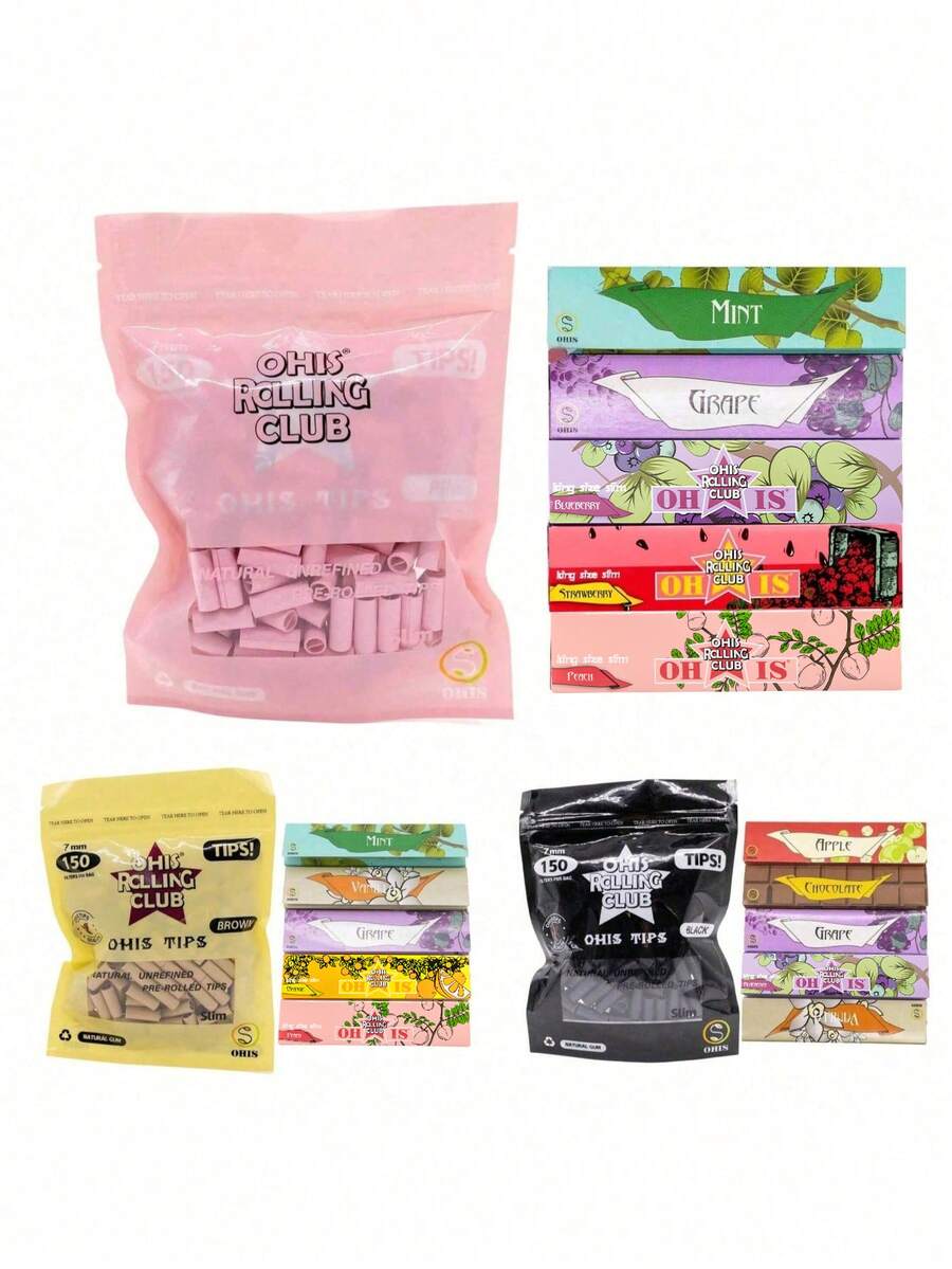 6pcs Portable Accessory Set, Patterned Rolling Papers, 120pcs Large Bag Filters, 110mm Large Size Rolling Papers, Evenly Burning, Accessories, Ideal For Holiday Gifts And Party Favors, Valentine's Day