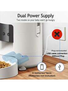 1个2升/67.64盎司自动宠物喂食器，智能WiFi可编程猫狗粮分配器，椭圆形设计，App控制，USB供电，适用于定时喂食 - 2公升 - 查看 6