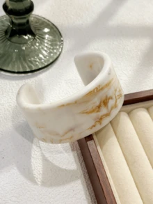 1件装女士时尚开口手镯扎染树脂C形手链，复古个性配饰，适合日常佩戴 - 樹脂C形開口手鐲 - 查看 11