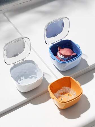 1 st. bärbart tandvårdsfodral med dubbla lager, ABS-förseglad förvaringslåda för ortodontisk retainer, förvaringslåda för osynlig retainer för tänderjustering, luktsäker, fuktsäker, kompakt design, batterifri, lämplig för hemmabruk och resor, bärbar förvaringslåda för proteser, förvaringslåda för hemorganisering, tandvårdslåda med dubbla lager, retainerfodral, osynlig förvaringslåda, tandvårdslåda för sommarresor