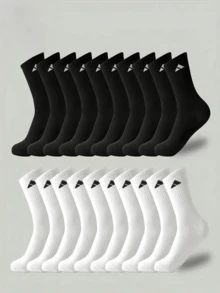 情人节礼物，20/10/5双装男女通用运动袜 - 加厚舒适，适合健身和跑步 - 吸湿透气面料 - 无缝袜头设计 - 防滑 - 篮球、徒步和日常穿着的理想之选 - 运动和日常使用的完美之选，健身爱好者的理想之选 - 黑與白 - 查看 3