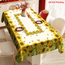 1/20pcs Polyester Sunflower Pattern Tablecloth, Suitable For Home Kitchen Outdoor Garden Party Decoration, Holiday Decor, Family Gift, Home Decor, Spring Decoration - Multicolor - View 5