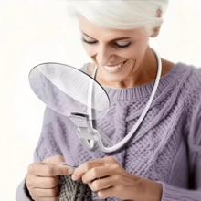 3-In-1 Adjustable Hands-Free 5X 5.12" Magnifier, Switchable Between Handheld, Neck Hanging And Desktop Modes, With Independent High-Magnification Lens, Suitable For Reading, Sewing And Cross-Stitch (Latest Upgraded Version) - White - View 5