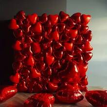 50 quả bóng bay hình trái tim màu đỏ, đường kính 10cm, thích hợp trang trí đám cưới, sinh nhật, kỷ niệm, Ngày của Mẹ, trang trí phòng trong nhà, vòng hoa và cổng vòm bằng bóng bay. - Đỏ - Xem 3