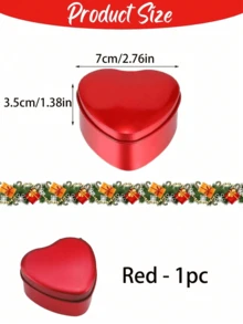 1个心形金属铁盒，带盖 - 红色、粉色、紫色，情人节和生日礼物盒，无异味派对礼品盒，适合存放糖果、巧克力、珠宝 - 金属结构，礼品盒，糖果收纳盒，浪漫设计，带盖设计 - 彩色 - 查看 4