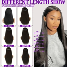 13x4 Frontal Real HD Lace Wig Invisible HD 5*5 Lace Front Wigs 200% Density Human Blended Hair Pre Plucked Bleached Knots Straight Blended Human Hair Wigs For Women 26 Inch Pre Plucked HD Lace Frontal Wig With Baby Hair Wig - Natural & Black - View 37