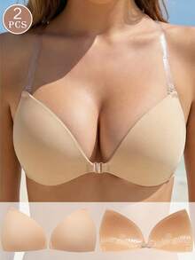 2 Packs Invisible Adhesive Bras – Strapless Silicone Push-Up Bra Cups, Suitable For Backless Dresses, Breathable Self-Adhesive Lifting Pads, Reusable, Skin-Friendly Self-Adhesive Lifting Bra, Invisible Non-Slip Reusable Adhesive Bra, New Style Lifting Invisible Silicone Bra With Straps. - Multicolor - View 23