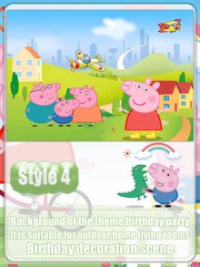 Pano de Bottom de Aniversário com Tema Cartoon Peppa Pig, Decoração de Bottom de Festa com Tema Cartoon - Multicolorido - Visão 7