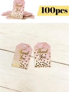 100 Stücke Goldfolie Danke Papier Tags mit rosa-lila Farbverlauf für Hochzeitsgeschenke, Geschenktüten, Geburtstagsfeiern, Muttertag - Verschiedenfarbig - Übersicht 7