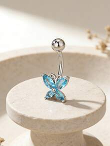 1pc Fashionable Butterfly Navel Piercing Ring, Suitable For Daily Wear, Beach, Party And Other Occasions