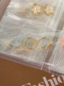 1pc Matte Transparent Jewelry Storage Album, Comes With 30pcs Anti-Oxidation Storage Bags, Ideal Gift For Women To Organize Rings, Earrings And Necklaces, Suitable For Sunny, Travel, Back To School Occasions