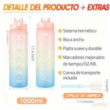 YC-HOGAR Botella de Agua 1L Moda Deportes Al Aire Libre Antifugas Viaje Portátil Hidratación Taza Libre de BPA Duradera Ligera Ecológica Aventura Fitness - Rosa Pálido - Ver 5