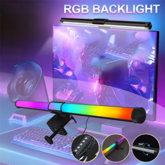 1pc USB-Powered Indoor Dual-Sided RGB And 3-Color Adjustable Computer Screen Fill Light, 4 Lighting Modes Gaming Ambiance Wall-Mounted Lamp With USB Cable Dimming Control, Ideal For Home Office, Gaming Cafes, Study Rooms, Reading, And Festive Ambiance Gifts - USB Interface Computer Accessory