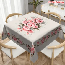 1/20 piezas Mantel de primavera, patrón de rosa floral, material de poliéster, adecuado para el hogar, la cocina, la fiesta al aire libre en el jardín, un gran regalo e ideal para la decoración del hogar y la decoración de primavera - Multicolor - Ver 7