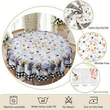 1pc/36pcs Lemon & Floral Pattern Wrinkle-Resistant Tablecloth, Embossed Edge, Rectangular/Round, Multiple Sizes, Polyester Fabric, Indoor Dining/Outdoor Party