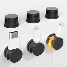 6pcs Rotating Cable Organizer, Magnetic Cable Holder, Desktop Cable Tidy, Bedside Cable Clips, Adhesive Cable Clips, Car & Home Office Cable Management Clips (Black, White) - Multicolor - View 1