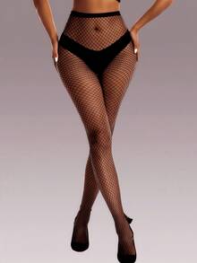 4 Pairs Women's Hollow Out Fishnet Gothic Style Tights, Suitable For Daily Wear - Black - View 7