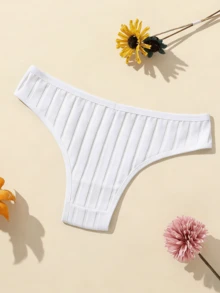 6 piezas Bragas sólidas simples con costillas para levantar, bragas transpirables de doble capa - Multicolor - Ver 5