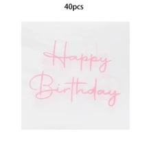 20pcs/40pcs/100pcs White And Pink Happy Birthday Cocktail Napkins Elegant Light Pink Happy Birthday Letter Printing Disposable Beverage Napkins Square Paper Dessert Tissue For Women Princess Girls Birthday Baby Shower Holiday Party Supplies - Pink Letters - View 7