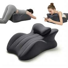 Prone Pillow Memory Foam Body Pillow, Ergonomic Wedge Pillow For Bed Pillows & Sofa, Comfortable Reading Pillow For Prone Lying, Sitting Support & Leg Elevation, Removable & Easy-Care Cover - Màu xám đen - Xem 1