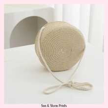 1pc Custom Straw Bag, Embroidered With Your Name, Crocheted Flower Crossbody Bag, Beach Bag, Women's Custom Zipper Coin Purse, Women's Straw Mini Crossbody Bag. - Multicolor - View 5