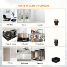 Limpiador a Vapor de Alta Presión, Limpiador a Vapor Doméstico Portátil, Adecuado para Humo de Cocina, Sofá, Aire Acondicionado Pequeño, Lavadora(sin Limpiador a Vapor) - Negro - Ver 5