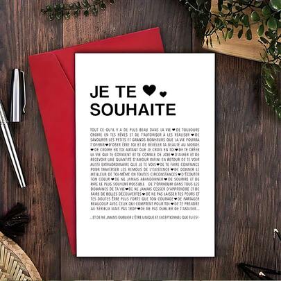 1 pieza Tarjeta de cumpleaños con tema francés Tarjeta de amor Tarjeta del Día de San Valentín Mensaje sincero "Cree en tus sueños" para familia, hijo, hija, novia y compañero de clase - Papel de alta calidad, ideal para decoraciones y saludos de cumpleaños, decoraciones de fiesta de cumpleaños | Fuente de escritura elegante | Material de papel de calidad