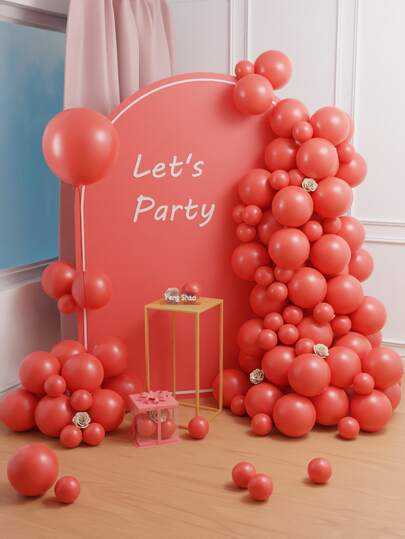 114/70/45/10pcs Coral Color Balloons, Assorted Sizes (18", 12", 10", 5"), Coral Pink & Light Red Latex Balloon Arch/Garland Set, Suitable For Wedding, Bridal Shower, Birthday, Anniversary, Christening, Gender Reveal, Graduation, Bachelorette Party, Summer Princess Theme Party Decor