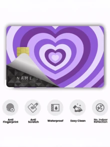 1张心形设计信用卡贴纸，酷炫心形图案，浪漫风格，情人节礼物之选，PVC材质，防指纹防刮花，男女皆宜，情侣适用，适用于借记卡/信用卡、银行卡、交通卡、学生证等，可DIY