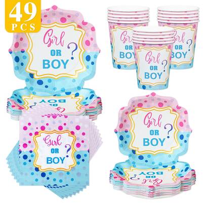 8pcs Floral Patterned Blue & Pink Disposable Plate, Napkin And Cup Set, Suitable For 8 Guests, Disposable Paper Plates Party Supplies For Birthday, Wedding, Theme Party, Family Picnic