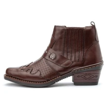 Estilo a Pé Men's Western Boots, Soft Leather, Total Comfort, Holiday Wear - Cà phê nâu - Xem 7