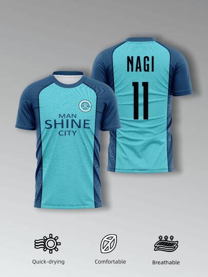 KOVSEE Men's Short Sleeve Blue Chainmail Anime Munich Football Jersey, Unisex Anime Football Jersey, ISAGI 11 Cosplay T-Shirt, Anime Gift, Suitable For Men And Women, New Year Gift Summer