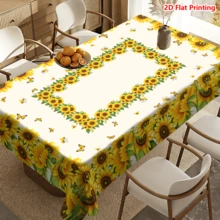 1/20pcs Polyester Sunflower Pattern Tablecloth, Suitable For Home Kitchen Outdoor Garden Party Decoration, Holiday Decor, Family Gift, Home Decor, Spring Decoration - Multicolor - View 6