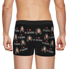 Custom I LOVE MY GIRLFRIEND Boxers Briefs For Men, Personalized Boxers With Face Mens Funny Underwear With Photo, Personalized Gift For Your Boyfriend Or Husband This Christmas, Valentine's Day, Birthday, Anniversary XS-4XL - 風格 02 - 查看 4