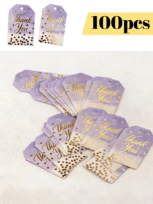 100 Stücke Goldfolie Danke Papier Tags mit rosa-lila Farbverlauf für Hochzeitsgeschenke, Geschenktüten, Geburtstagsfeiern, Muttertag - Verschiedenfarbig - Übersicht 8