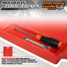 40" L X 19" W Vehicle Repair Low Profile Plastic Rolling Garage Shop Creeper With Padded Headrest,Tool Trays & 6pcs Casters, - Red - View 9