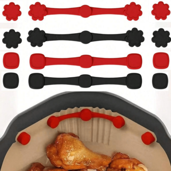 3 piezas Clips de silicona para freidora de aire - 240°C, diseño de conexión rápida, sujeta de forma segura el papel de hornear y los forros, se ajusta a todas las freidoras de aire con bordes magnéticos de la cesta, fácil de limpiar, accesorios para freidora de aire | Clips magnéticos | Silicona