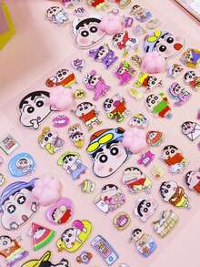 (Some Styles May Have Color Variations, Sent Randomly) 1pc Crayon Shin-Chan Relief Stickers, Cartoon Originality Children Reward Stickers, Fashion Delicate Personalized Decorative Stickers - Multicolor - View 6